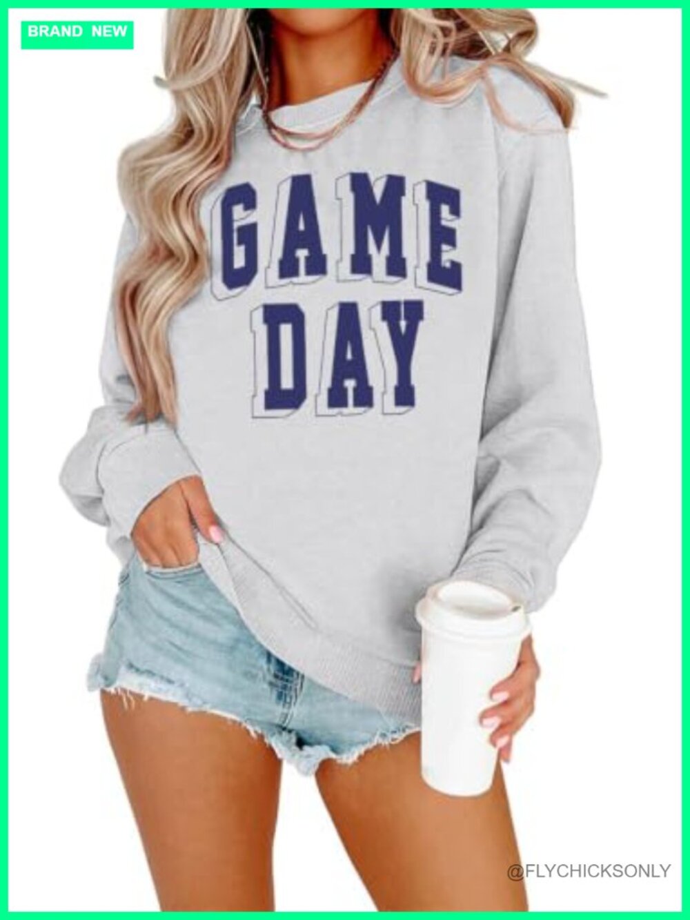 Crewneck Sweatshirt Long Sleeve Game Day Letter Print Casual Pullover Top